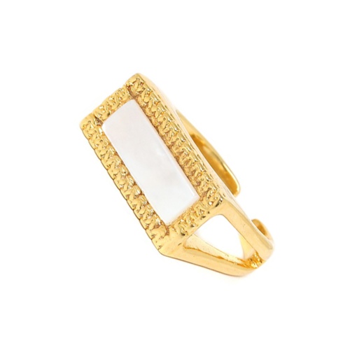 Bague Nature Bijoux Barcares Rectangle Nacre Blanche